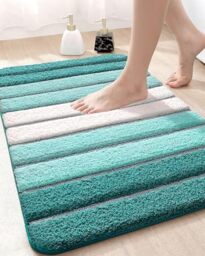 "DEXI Bath Mat Bathroom Rug Absorbent Non-Slip Washable Shower Floor Mats Carpet 20""x32"", Turquoise"