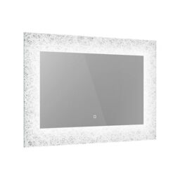 iBathUK Vellin Wall Mounted Rectangular LED Bathroom Mirror, Modern Landscape Touch Sensor Design with Demister, Copper-Free Silver Mirror in White, 900 x 600mm