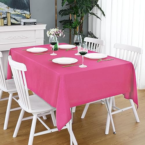 FOLINS&HOME Fuchsia Rectangle Tablecloth - 90 x 132 Wrinkle Free Waterproof Polyester Table Cloths, Spillproof Heavy Duty Washable Table Cover for Party, Banquet, Wedding, Indoor - Rectangular/Oblong
