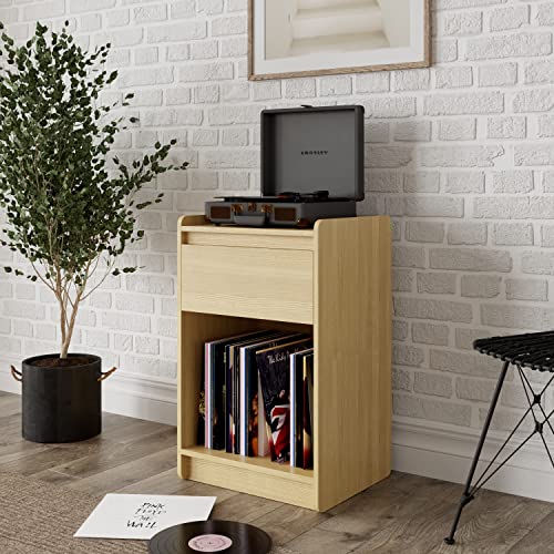 Alphason Oslo Turntable Stand in light oak, 40x52x77cm (DxWxH)