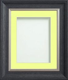 Frame Company Drummond Range Charcoal 9x7 inch Picture Photo Frame with Lemon Bon Bon Mount for Image 7x5 inch * Choice of Sizes* Fitted with Real Glass