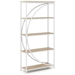 SFAREST 5/6-Tier Bookcase, 175/177cm Large Wide Modern Book Shelf with Open Compartments, Industrial Wood Metal Bookshelf and Floor Standing Book Rack for Home Office (Natural, 86 x 30 x 175 cm)