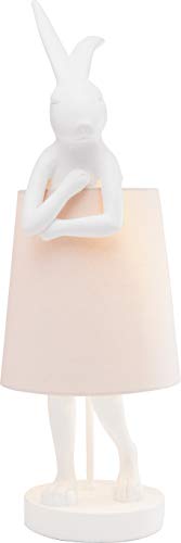 KARE Design Table Lamp Animal Rabbit, White, Pink, Shade Linen, Bar Steel, Bedside Lamp, Lighting, Room Decor, Bedroom, Living Room, Bulb not Included, 68 x 23 x 26 cm (H/W/D)