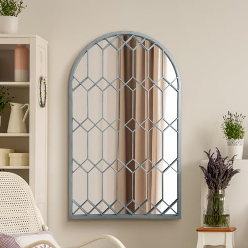 "The Arcus - Duck Egg Blue Metal Framed Arched Leaner or Wall Mirror 49"" X 30"" (125CM X 75CM)"