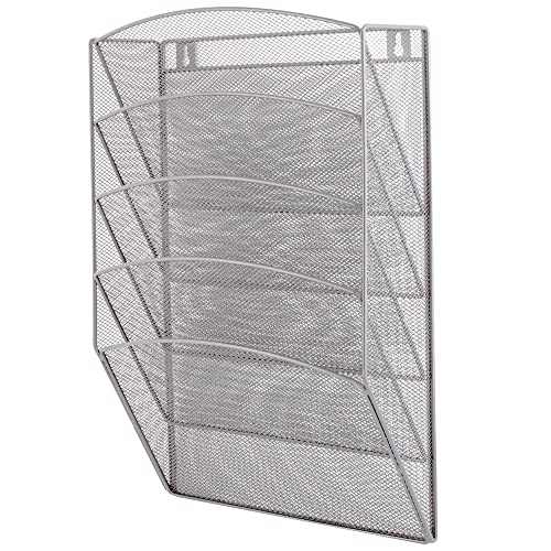D.RECT Set of 5 Metal Storage Shelves for Documents, Correspondence, Magazines etc Made of Metal Mesh with Silver Finish