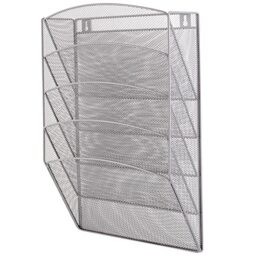 D.RECT Set of 5 Metal Storage Shelves for Documents, Correspondence, Magazines etc Made of Metal Mesh with Silver Finish