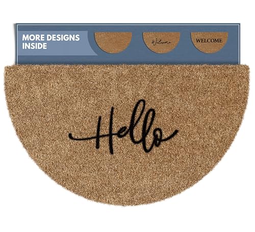 Barnyard Designs 'Hello' Doormat Welcome Mat, Outdoor Mat, Large Front Door Mat Indoor Entrance Mat, Back Door Mat Outdoor Entrance, Front Porch Rug, Cute Farmhouse Home Spring Fall, 30x17, Brown