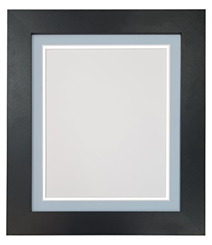 Metro Black Photo Picture Poster Frame with Double Blue on White Mount 40 x 30 for Image Size 36 x 24 inch