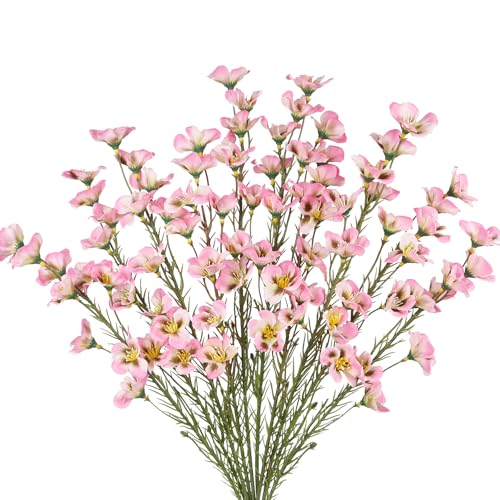 "CITYES 10 Pcs Artificial Wildflowers Pink Fake Flower Stems 21"" Silk Spring Flowers Forsythia Faux Wildflowers Floral Stems for Flower Arrangements Home Decor Indoor Outdoor Wedding Centerpieces"