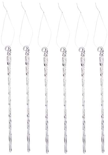 Kurt Adler 6-Piece Glass Twist Icicle Ornaments, 7.5-Inch,Christmas