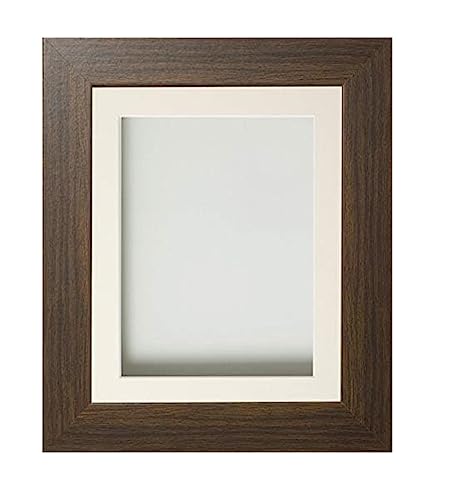Frame Company Watson Brown Picture Photo Frame fitted with Perspex, 12x10 inch with Ivory Mount for image size 8x6 inch