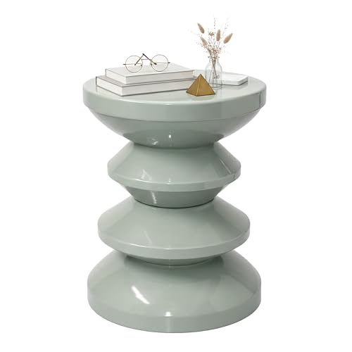 Relaxdays Zigzag Side Table & Stool, Living Room Decor, Metal, 46 x 35 x 35 cm, Sage