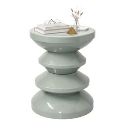 Relaxdays Zigzag Side Table & Stool, Living Room Decor, Metal, 46 x 35 x 35 cm, Sage