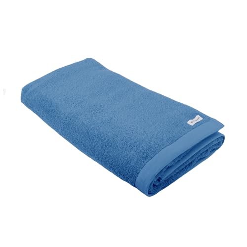 Tom Tailor Sauna Towel, 80 x 200 cm, 100% Cotton/Terry Towel, with Two Hangers and Label with Logo, Colour Bath Towel Blue (Cool Blue)