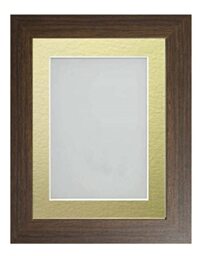 Frame Company Watson Brown Picture Photo Frame fitted with Perspex, 7x5 inch with Gold Mount for image size 5x3 inch