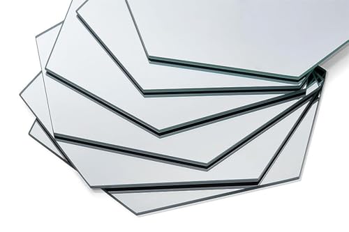 GOLD&CHROME UNIQUE DESIGN Crystal Wall Mirror, Set of 6 Pieces, Hexagonal, 9,45x8,18x0,12 in, 0,33 lb, Self-Adhesive, Tape Included, C-Edge, Modern, Minimalist