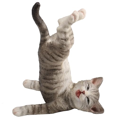 Veronese Design 4 Inch Grey Tabby Yoga Cat Shoulder Stand Pose Resin Animal Figurine