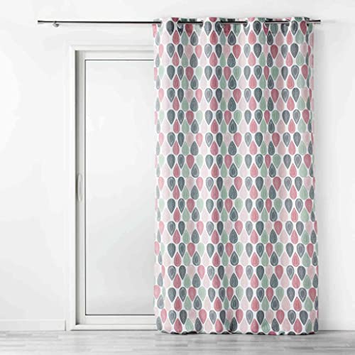 Douceur d'Intérieur 140 x 260 cm Polyester Printed Eyelet Curtain Palpito Pink
