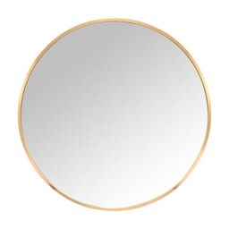 Relaxdays Round Framed Wall Mirror, 60 cm Diameter, Gold, Hang for Hallway, Bathroom & Living Room