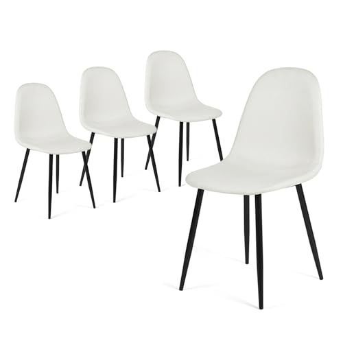 39F Furniture Dream Set of 4 Scandinavian dining room chairs in fabric and black metal legs for dining room, kitchen, living room