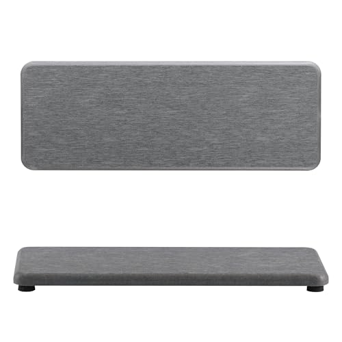 "NiuYichee 2 Pcs Water Absorbing Stone Trays, Kitchen/Bathroom Sink Soap Dish, Diatomite Tray Used for Hand Soap & Cosmetic Bottles in The Modern Home, 3.15"" W x 8.7"" L, Gray"