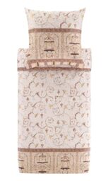 Bassetti Oplontis 9331444 Bed Linen + 1 Pillowcase Made of 100% Cotton Satin in Beige 4M, Dimensions: 155 x 220 cm + 1 K 80 x 80 cm
