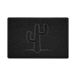 Nicoman Cactus Embossed Shape Door Mat Dirt-Trapper Jet-Washable Doormat-(Use Outdoor ONLY)- (60x40cm/23.6x15.7inches, Small) Black