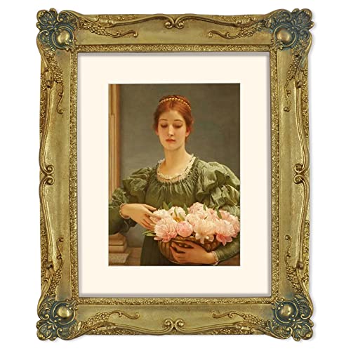 Simon's Shop Vintage Picture Frames 8x10 Inch Gold Photo Frame 20x25 cm with Floral Relief, Wall and Tabletop Frames