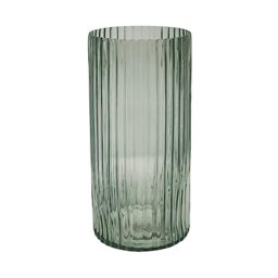 Ivyline Daphne Ribbed Vase in Sage - Premium Quality and Waterproof - Lightweight & Stylish - Decorative Textured Glass Flower Pot - H23cm x D15cm