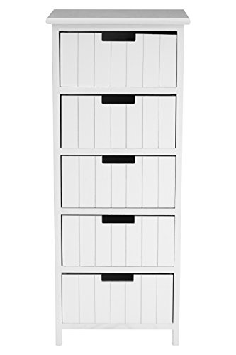 Premier Housewares New England 5-Drawer Chest, Wood, White