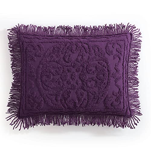 Beatrice Home Fashions Medallion Chenille Bedspread, King Sham, Eggplant