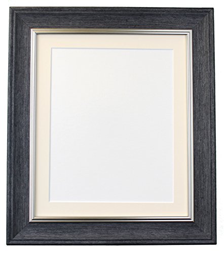 Scandi Vintage Charcoal Grey Picture Photo Frame with Ivory Mount 40 x 50 cm Image Size 16 x 12 inch