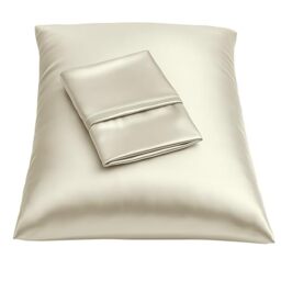 ShopBedding Blissford Luxury Satin Pillowcase for Hair - Standard Satin Pillowcase with Zipper, Ivory (Set of 2)