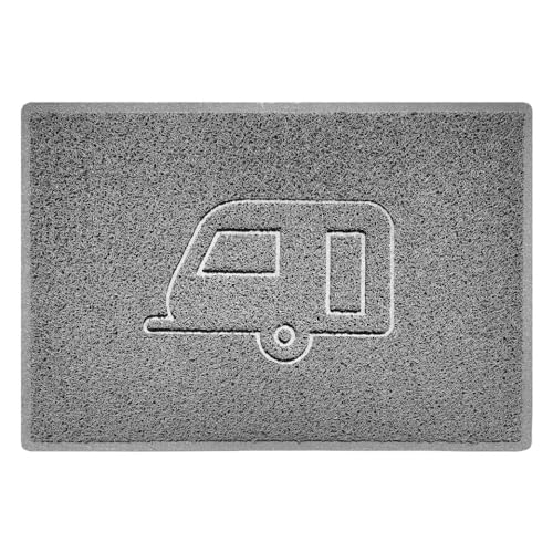 Nicoman CARAVAN Embossed Shape Door Mat Dirt-Trapper Washable Barrier Doormat-(Use Indoor or Sheltered Outdoor)-(90x60cm/3x2ft,Large) Grey