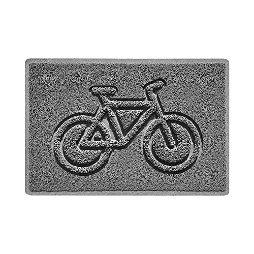 Nicoman Bike Embossed Shape Door Mat Dirt-Trapper Jet-Washable Doormat-(Use Outdoor ONLY)- (60x40cm/23.6x15.7inches, Small) Grey