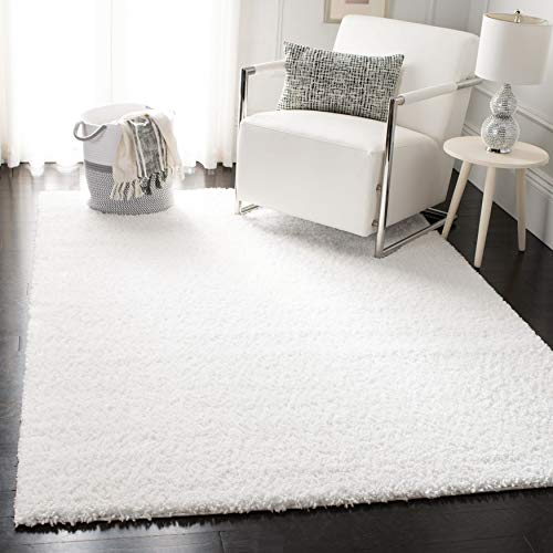 Safavieh August Shag Collection Shaggy Rug for Living Room Dining Room Bedroom Short Pile White 4ft x 4ft