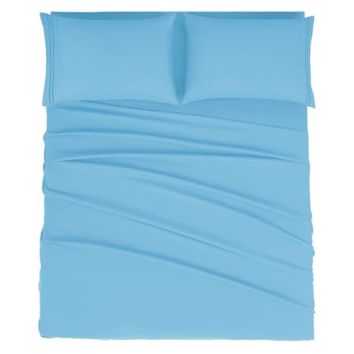 Mejoroom King Size Sheet Set - Soft Microfiber Bed Sheets,Deep Pocket Fitted Sheet, Soft, Breathable, Wrinkle & Fade Resistant - 4 Piece (King, Denim Blue)