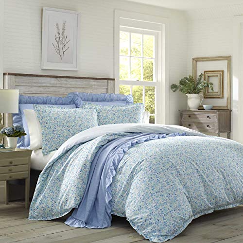 Laura Ashley - Luxury Premium Ultra Soft Duvet Set, Lightweight & Comfortable Bedding, Stylish Design for Home Décor, Cotton, Winter Green, Twin
