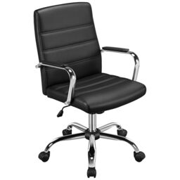 Yaheetech Faux Leather Ergonomic Office Chair, Swivel Wheels Arms Black