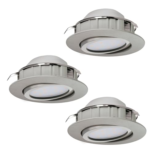EGLO LED Recessed Ceiling Light, Fest verbaut, 6 W, Matte Nickel