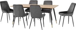 Seconique Hamilton Large Dining Set with Avery Chairs in Medium Oak/Grey