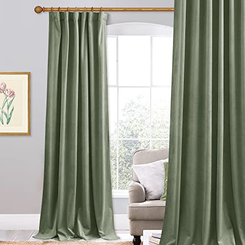 StangH 144 inches Long Velvet Curtains for High Ceiling Living Room, Soundproof Energy Efficient Drapes, Modern Decor Heavy Thick Fabric Panels for Girls Bedroom, W52 x L144 inches, 1 Panel