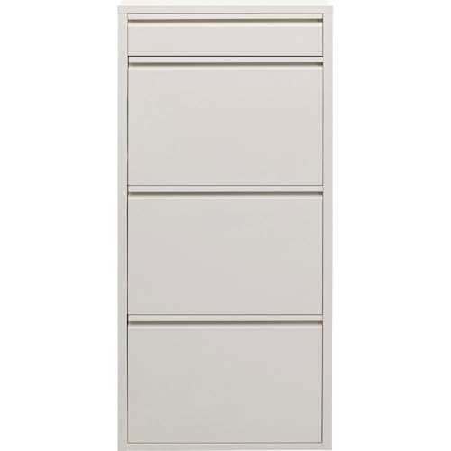 KARE Design Shoe Container Caruso 3 Plus 1, Cream, Steel, 4 Tipping Compartments, Space for 6 Pairs of Shoes, Slim, Space-Saving, Storage Space, Hallway, Floor, 115x50x15 cm (H/W/D)