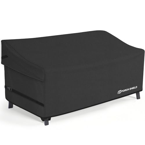 Porch Shield Waterproof Outdoor Furniture Sofa Cover – Patio 3-Seater Couch Cover 77W x 35D x 35H inch, Black