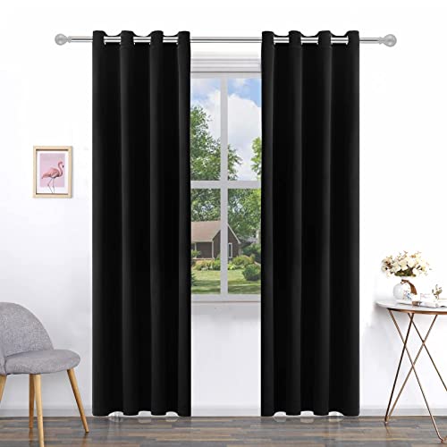PICKLUC Grommet Blackout Curtain for Living Room, Light Blocking Drapes, Thermal Insulated, Noise Reduction, 52 Inches Wide x 96 Inches Long, 2 Panels