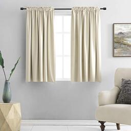 DONREN Cream Beige Room Darkening Curtain Panels for Bedroom - Thermal Insulated Rod Pocket Drapes for Living Room (W 42 x L 45 Inch,2 Panels)