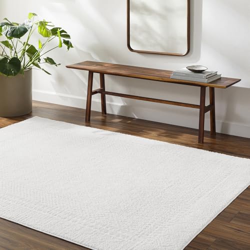 Livabliss Ambre Monaco Geometric Carpet 120x170 cm – Scandi Style for Living Room, Dining & Kitchen, Abstract Neutral Pattern, Easy Care, Cream