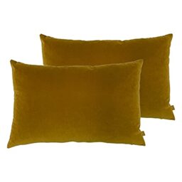 furn. Contra Feather Filled Cushions (Twin Pack), Polyester, Linen, Mustard