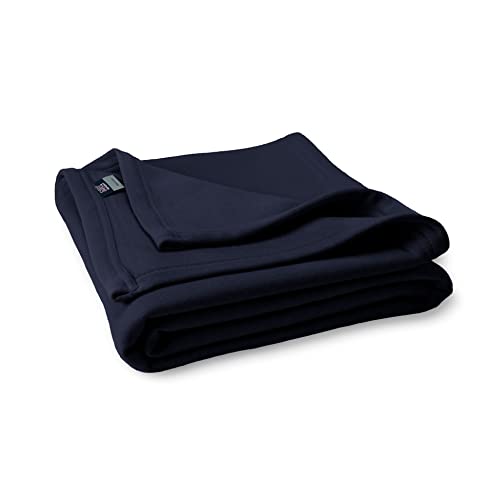 "MV Sport Lightweight Sweatshirt Blanket Throw ??? Warm & Cozy, Breathable Oversized Fleece Knit, Couch, Bed, Travel, Cold Nights, and Outdoors ??? Soft Light Weight Blanket 54"" x 84"" Navy"