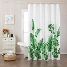 Sonive Shower Curtain with Grommets WaterResistant Green Leaves L200xW180cm